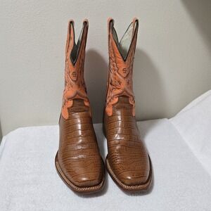 Stetson‎ Men's Western Cowboy Boots 12-020-1865-1101 Brown Orange Leather Sz 9EE